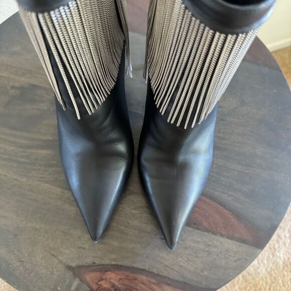 BALMAIN Mercy fringed leather ankle boots 37 - Picture 7 of 13
